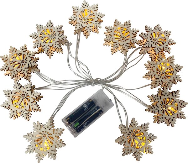 Catena luminosa a LED 10 luci fiocchi di neve con candele