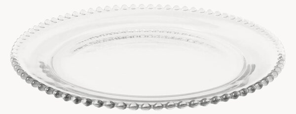 Set di 12 piatti rotondi in vetro con bordo perlato Collier