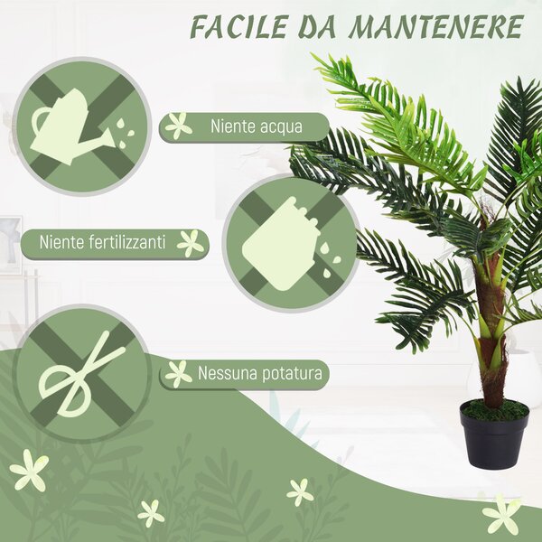 Outsunny Pianta Artificiale Palma Cycas Alta 123cm per Interno ed Esterno con Vaso Incluso|Aosom