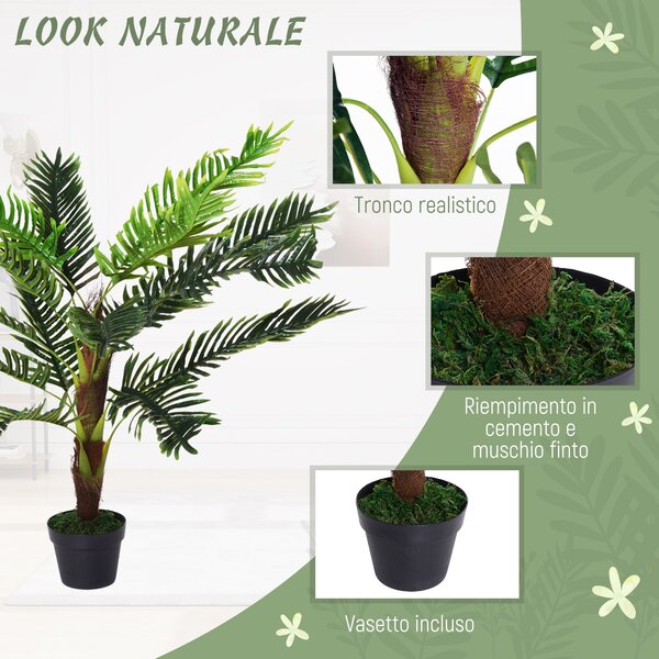 Outsunny Pianta Artificiale Palma Cycas Alta 123cm per Interno ed Esterno con Vaso Incluso|Aosom