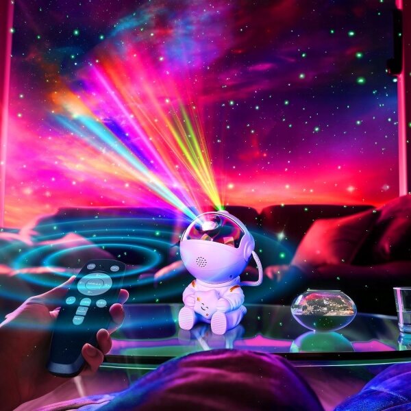 Proiettore LED RGB LED/5W/5V a forma di astronauta + telecomando