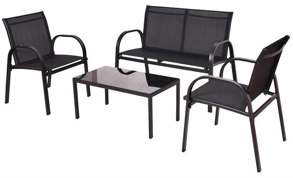 Set da salotto 4 pezzi in metallo nero