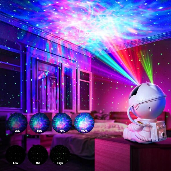 Proiettore LED RGB LED/5W/5V a forma di astronauta + telecomando
