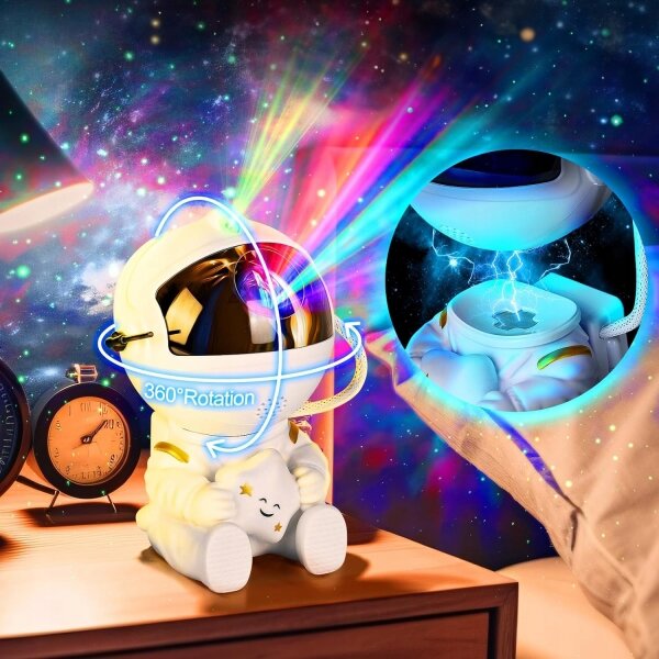 Proiettore LED RGB LED/5W/5V a forma di astronauta + telecomando