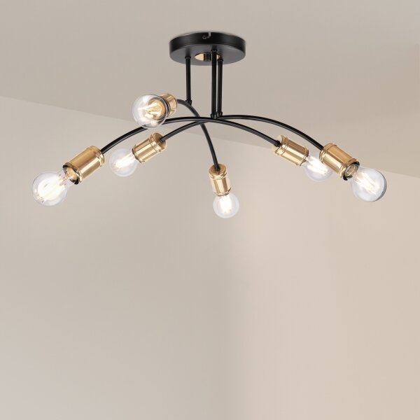 Lampadario a plafone ANYA 6xE27/15W/230V nero/oro