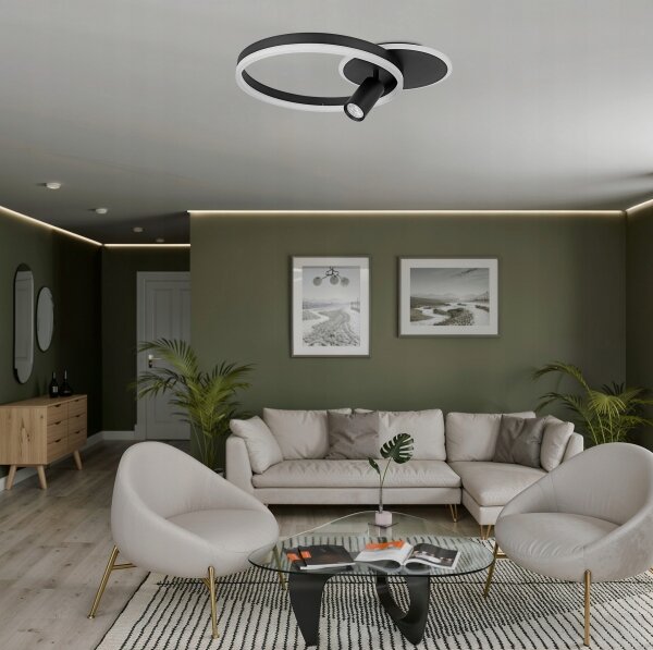 Plafoniera LED 38W/230V + 1xGU10/30W nera