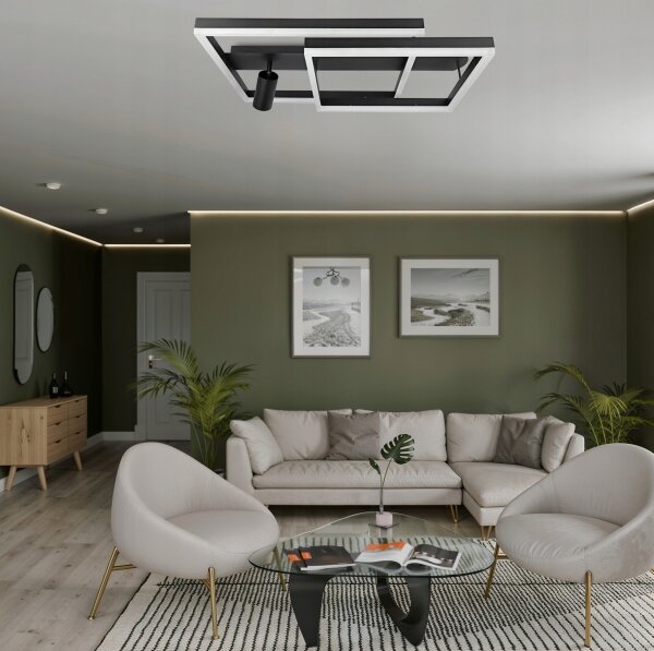 Plafoniera LED LED/38W/230V + 1xGU10/30W nera