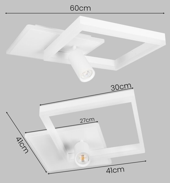 LED Plafoniera LED/38W/230V + 1xGU10/30W bianca