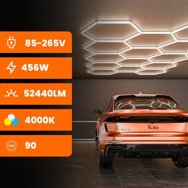 Plafoniera LED/570W/85-265V 4000K 522x298 cm CRI 90 IP44 bianca