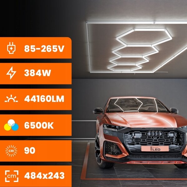 Plafoniera LED/426W/85-265V 6500K 484x243 cm CRI 90 IP44 bianca