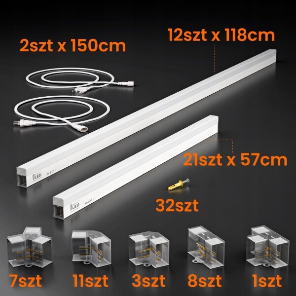 Plafoniera LED/426W/85-265V 4000K 484x243 cm IRC 90 IP44 bianca