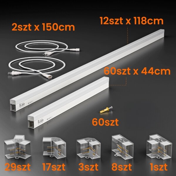 Plafoniera LED LED/696W/85-265V 4000K 484x243 cm CRI 90 IP44 bianca