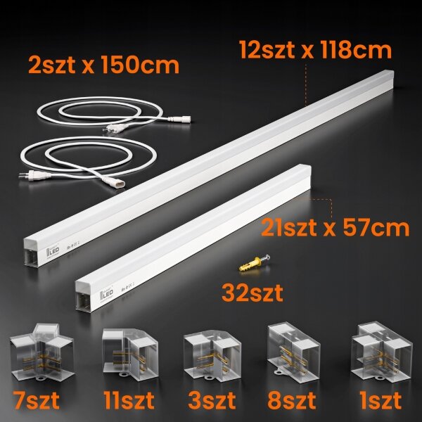 Plafoniera LED/426W/85-265V 6500K 484x243 cm CRI 90 IP44 bianca