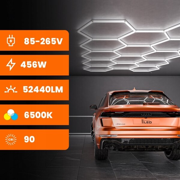 Plafoniera LED/570W/85-265V 6500K 522x298 cm CRI 90 IP44 bianca