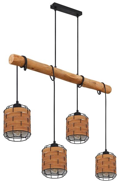 Lampada a sospensione a LED, effetto legno nero, marrone, H 140 cm