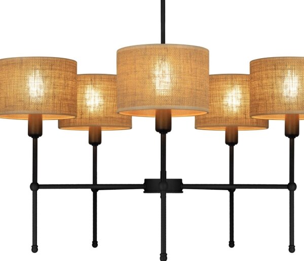 Lampadario a stelo MADELA 5xE14/40W/230V iuta/nero