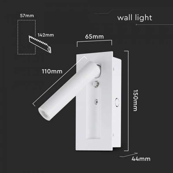 Faretto da parete orientabile LED/2W/230V 3000K bianco
