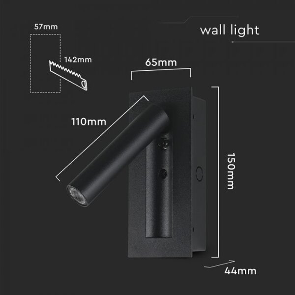 Faretto da parete LED 2W/230V 3000K nero