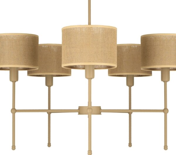 Lampadario con asta MADELA 5xE14/40W/230V iuta/beige
