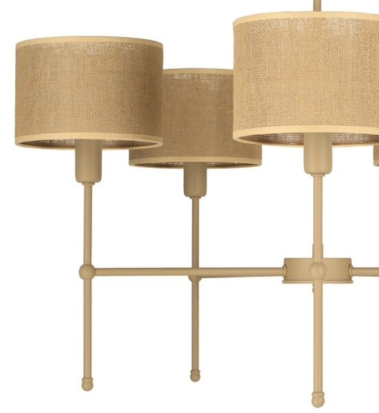 Lampadario con asta MADELA 5xE14/40W/230V iuta/beige
