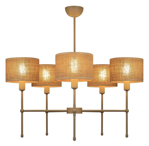 Lampadario con asta MADELA 5xE14/40W/230V iuta/beige