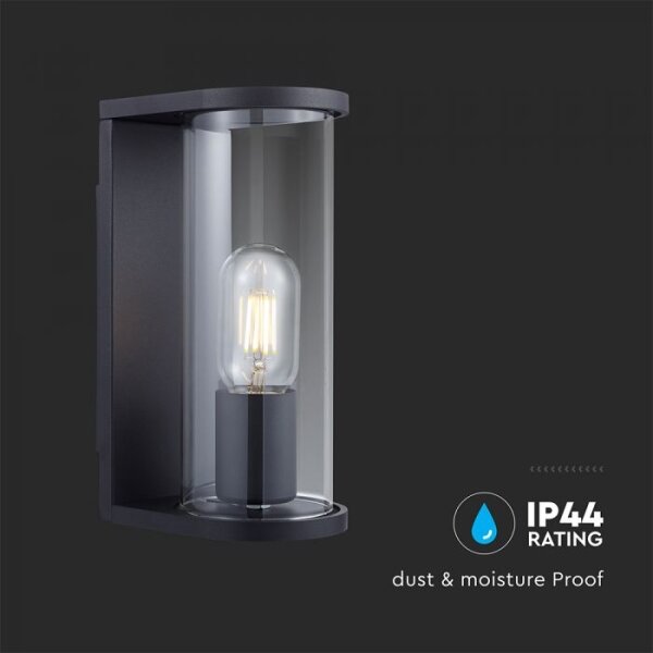 Applique da esterno 1xE27/60W/230V IP44, nero con vetro fumé