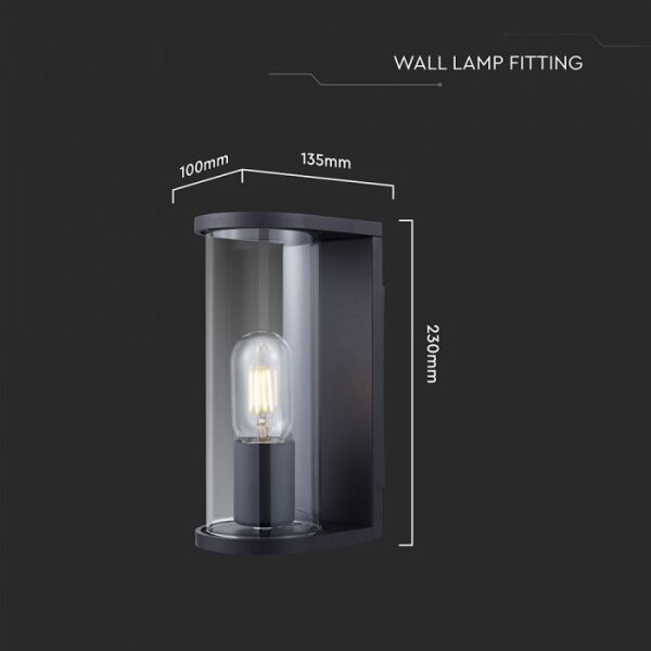 Applique da esterno 1xE27/60W/230V IP44, nero con vetro fumé