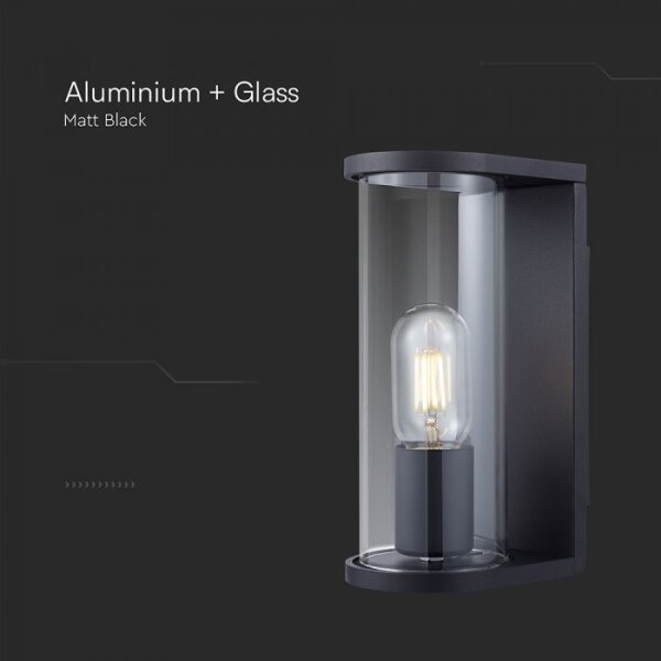 Applique da esterno 1xE27/60W/230V IP44, nero con vetro fumé