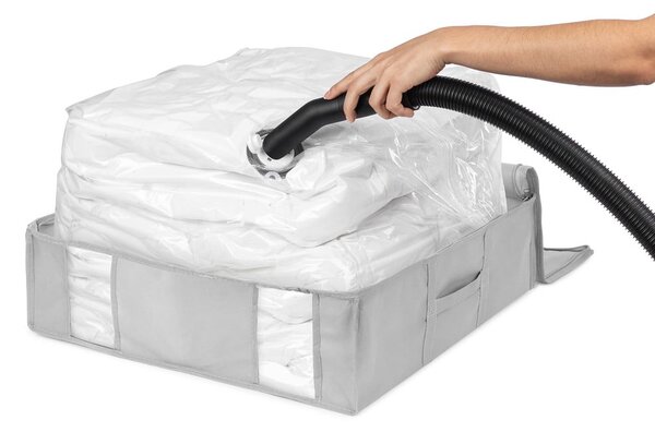 Organizer per vestiti sottovuoto/rinforzato in tessuto 56x56x16,5 cm Granit – Compactor