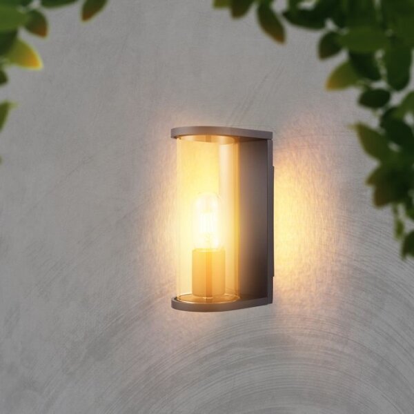 Applique da esterno 1xE27/60W/230V IP44, nero con vetro fumé