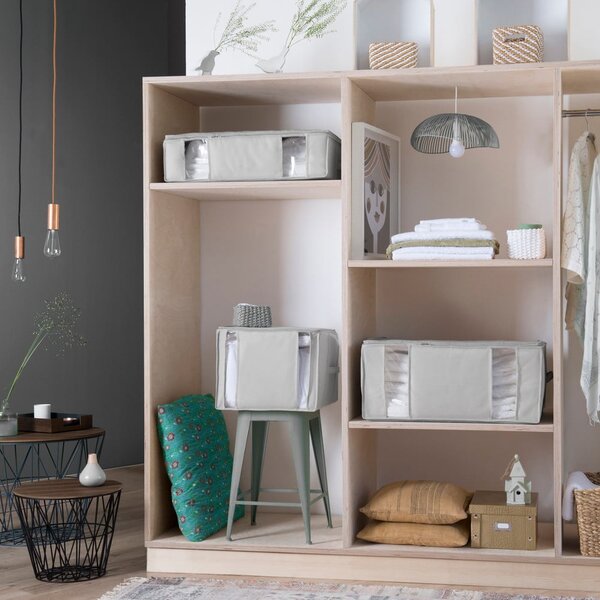 Organizer per vestiti sottovuoto/rinforzato in tessuto 56x56x16,5 cm Granit – Compactor