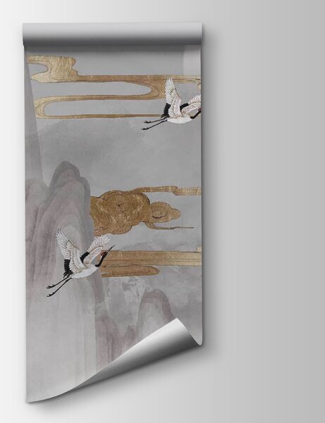 Carta da parati Pittura di uccelli che volano nel cielo, Carta da parati Uccelli, Carta da parati popolare, u16241 - Tapeko.it