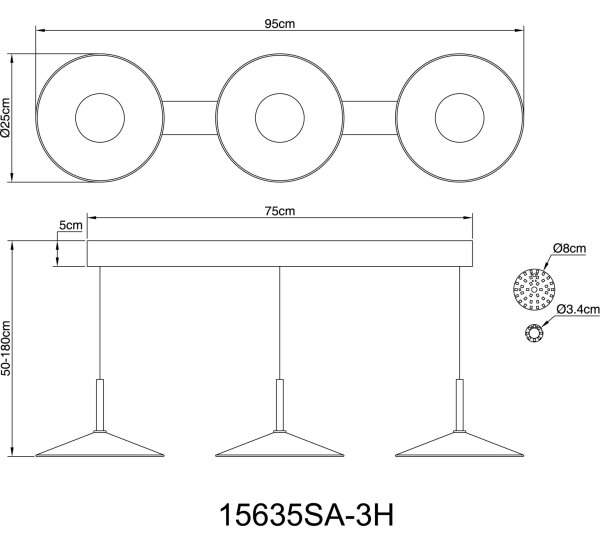 Globo 15635SA-3H - Lampada a sospensione LED con cavo LAMPONE LED/24W/230V 4000K beige