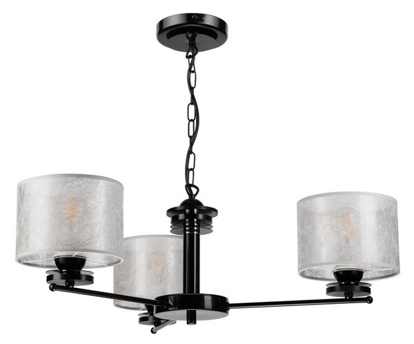 Lampadario a catena ROSA 3xE27/60W/230V nero/grigio