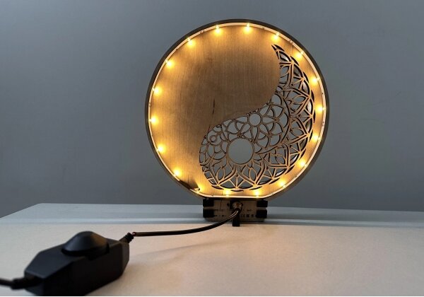 Li-Go 23607/O - Lampada decorativa da tavolo dimmerabile a LED, 12W/230V, 20x22 cm, noce
