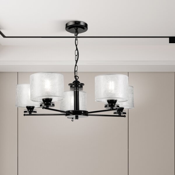 Lampadario a catena ROSA 5xE27/60W/230V nero/grigio