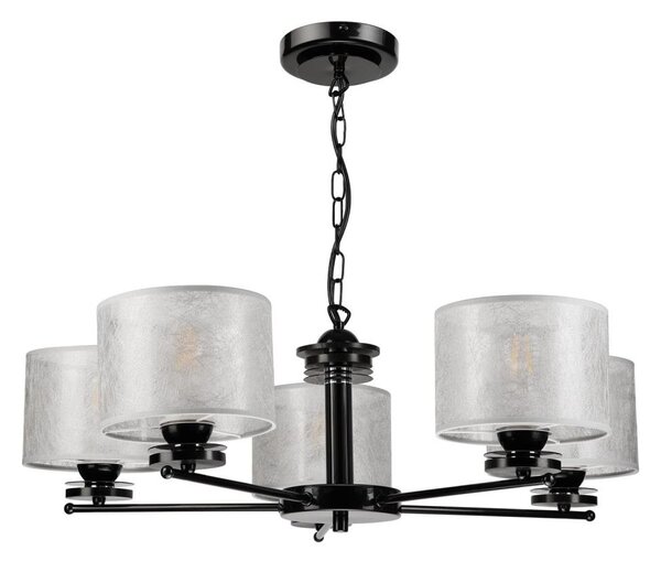 Lampadario a catena ROSA 5xE27/60W/230V nero/grigio