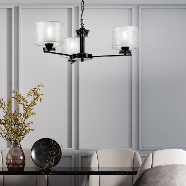 Lampadario a catena ROSA 3xE27/60W/230V nero/grigio