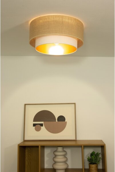 Plafoniera SARTA 1xE27/60W/230V diam. 45 cm bianco/iuta