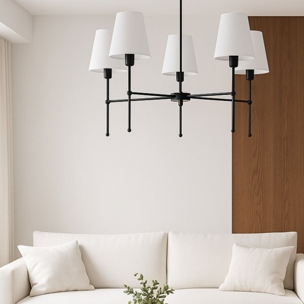 Lampadario a stelo MADELA 5xE14/40W/230V bianco/nero