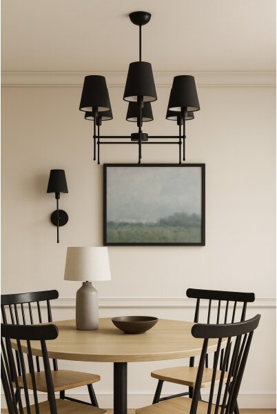 Lampadario su asta MADELA 5xE14/40W/230V nero