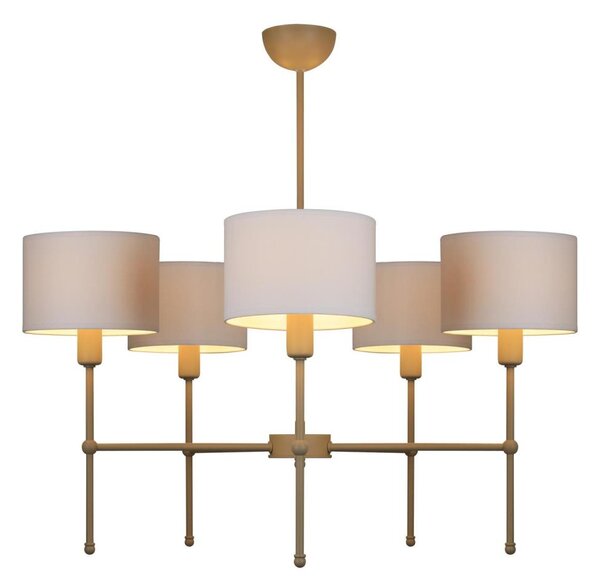 Lampadario con asta MADELA 5xE14/40W/230V bianco/beige