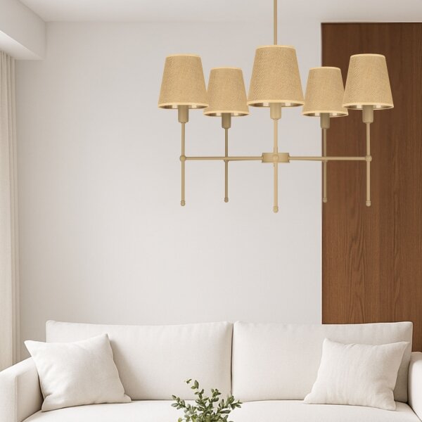 Lampadario a stelo MADELA 5xE14/40W/230V iuta/beige