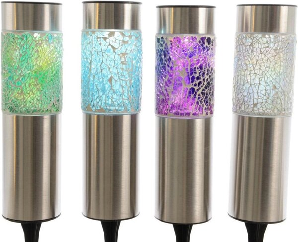 Lampada a stelo solare in acciaio inossidabile, 4 colori, Ø 6 cm, H 22 cm, prezzo unitario