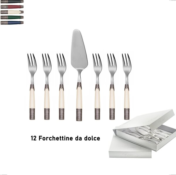 Confezione a libro 13 pezzi, forchettine pi� paletta dolce aria, acciaio 18/10 aisi304 colorato