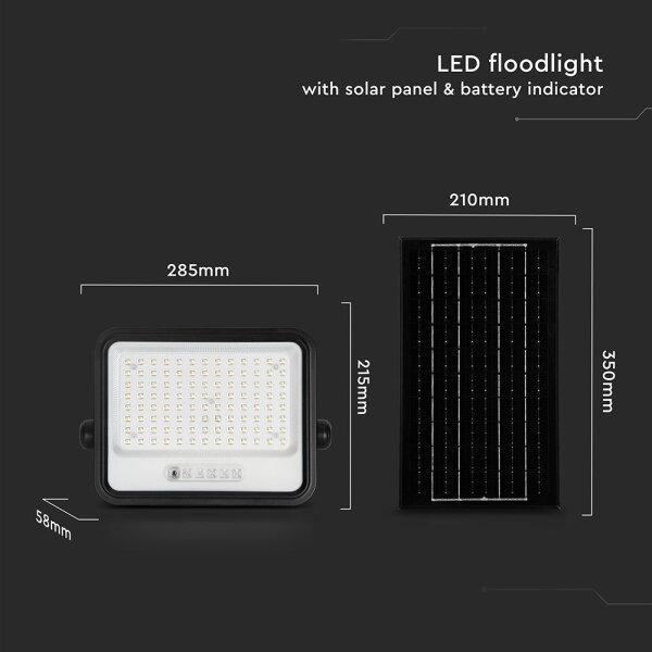 Faretto solare dimmerabile LED/200W/3,2V IP65 10000 mAh nero + telecomando