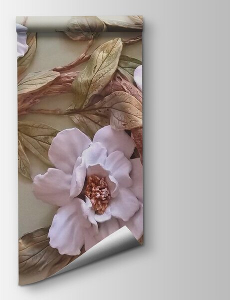 Carta da parati Decorazione murale con fiori e foglie, Carta da parati 3d fiori, Carta da parati popolare, u28623 - Tapeko.it