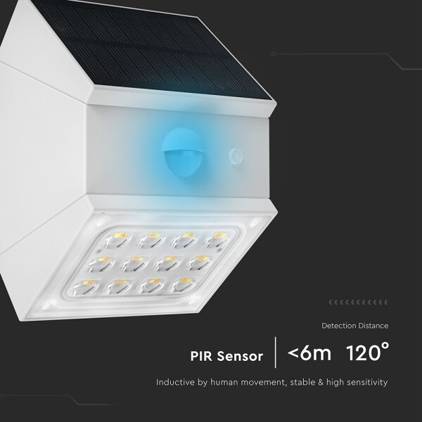 Lampada solare da parete a LED con sensore LED/2,5W/3,7V IP65 1200 mAh bianco