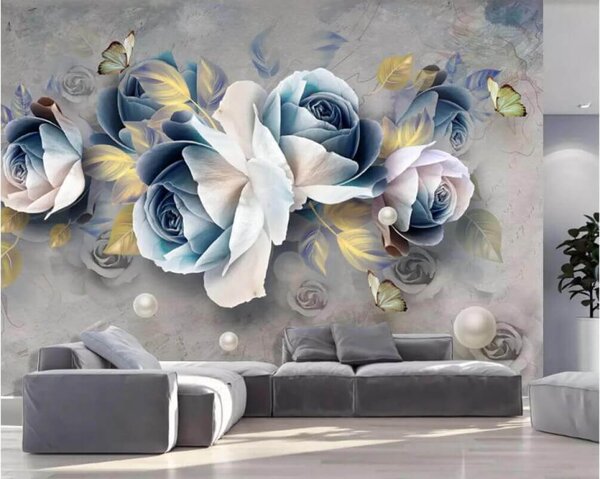 Carta da parati Fiori delicati dai colori tenui, Carta da parati 3d fiori, Carta da parati popolare, u29826 - Tapeko.it