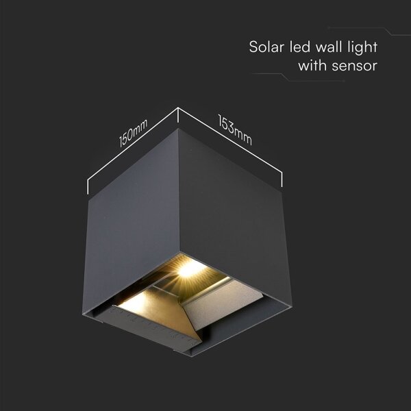 Applique solare a LED con sensore LED/9W/5V IP65 2600 mAh antracite